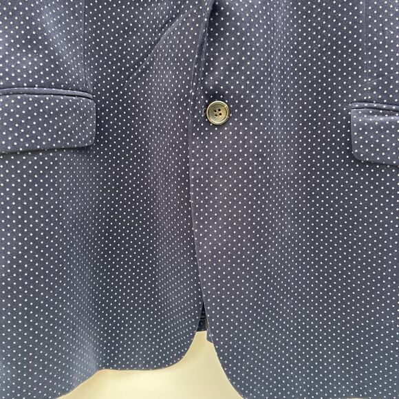Samuel Windsor Navy Blue Suit Jacket Blazer Velvet Polka Dots 48 Quirky Fun - Picture 7 of 8